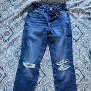 American Eagle Outfitters Women's Ripped Dark Blue Skinny Jeans Curvy